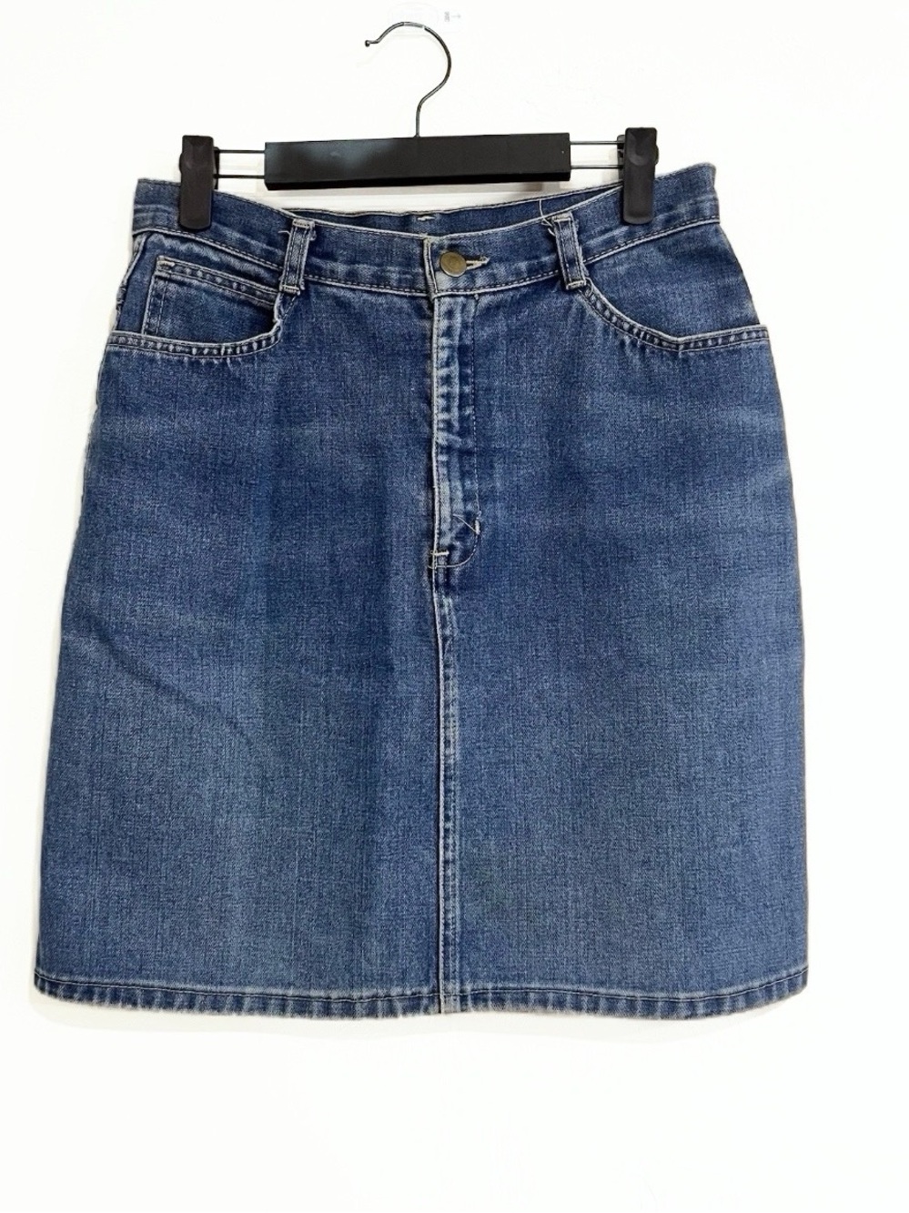 Vintage 80s Soft Denim Mid-Length Skirt A-Line Blue Modern Size 8 Americana